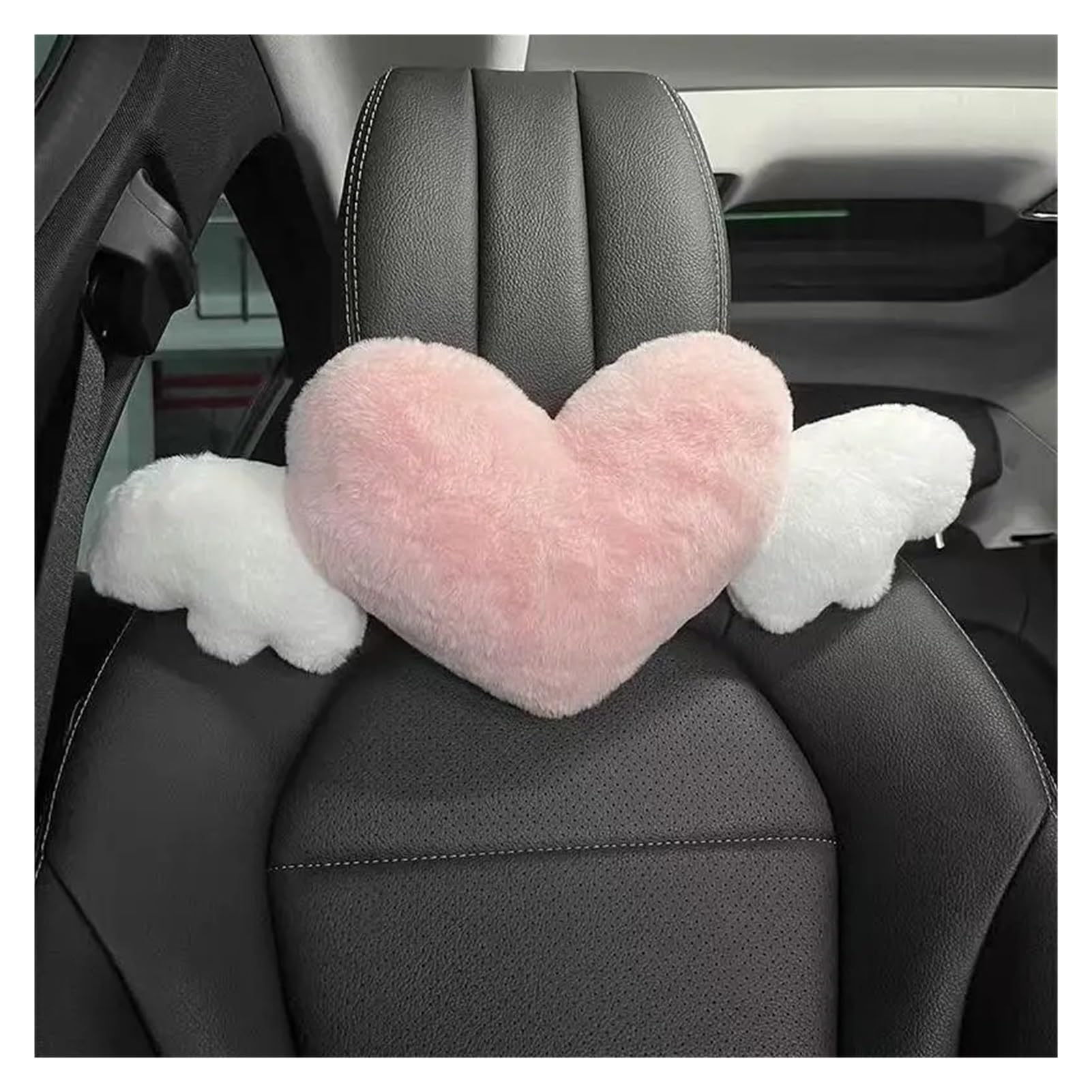 Rynzo scar seat cushion Cute Pink Heart Angel Wing Car Neck Pillow Soft Plush Lumbar Support Seat(A1)
