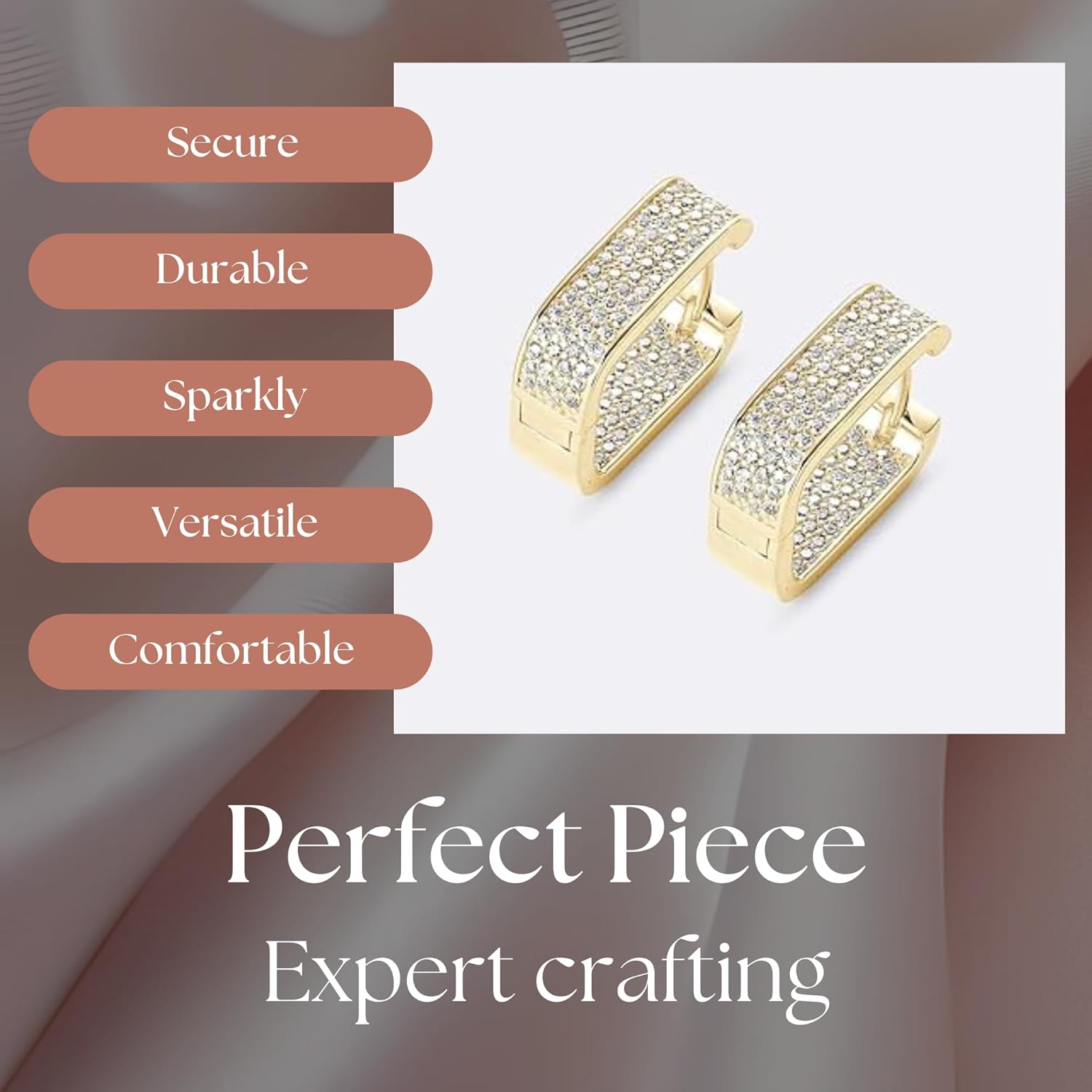 Hoop Earrings - Sterling Silver Earrings with 232 Diamond Stones, Luxury - Fashion Earrings for Women - Huggie Gift Box - Image 5