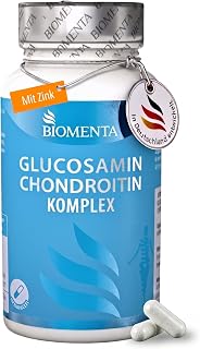 BIOMENTA Glucosamin Chondroitin Komplex I 60 Kapseln mit Hyaluronsäure, Zink & Selen I Nahrungsergänzungsmittel ohne Zusätze I Laktosefrei & glutenfrei I Laborgeprüfte Qualität