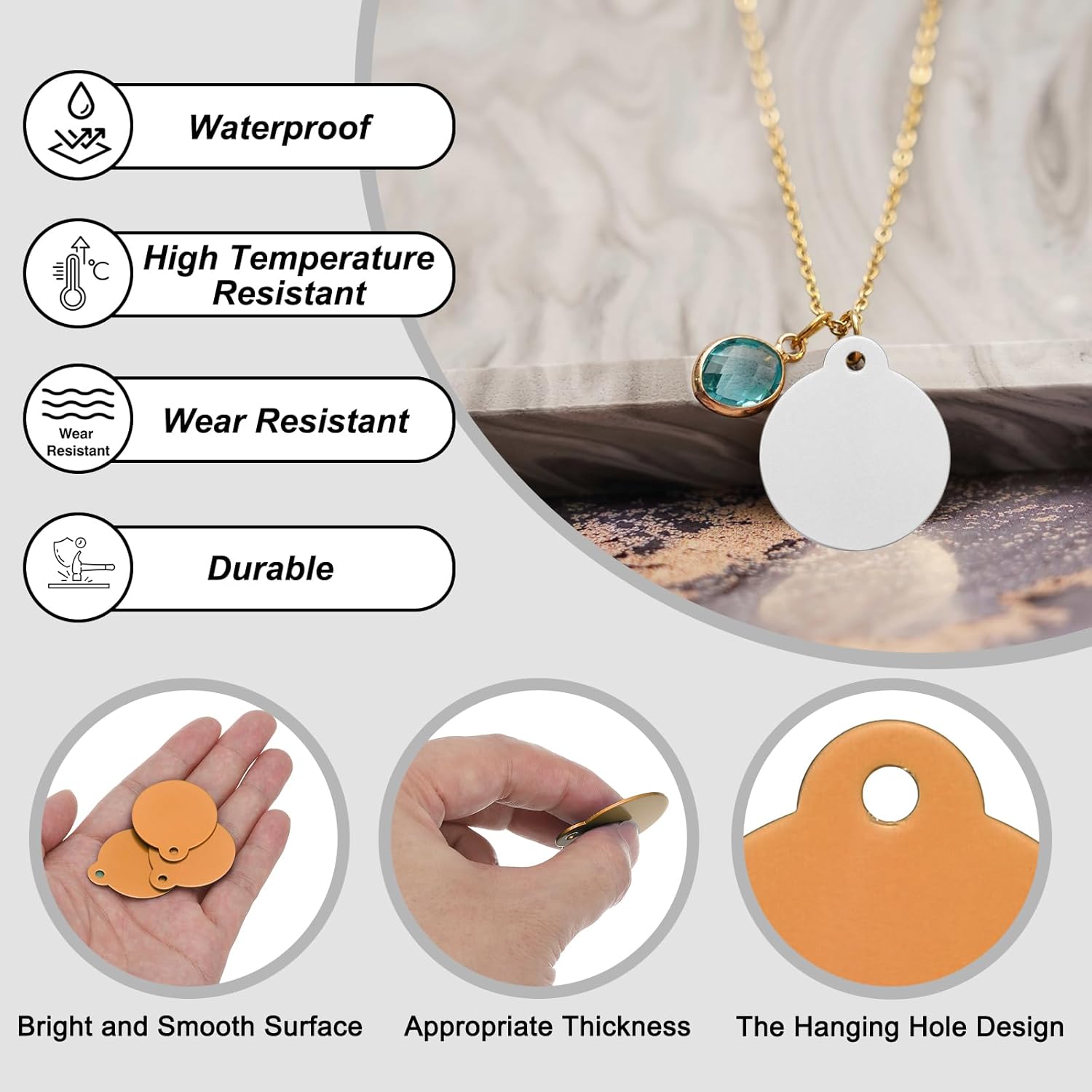 PATIKIL Metal Engraving Blank Tags, 26Pcs 1.3" Round Aluminum Stamping Blank Tags Round Metal DIY Tag with Hole for Engraving Jewelry Bracelet Necklace Craft Making, Orange - Image 3
