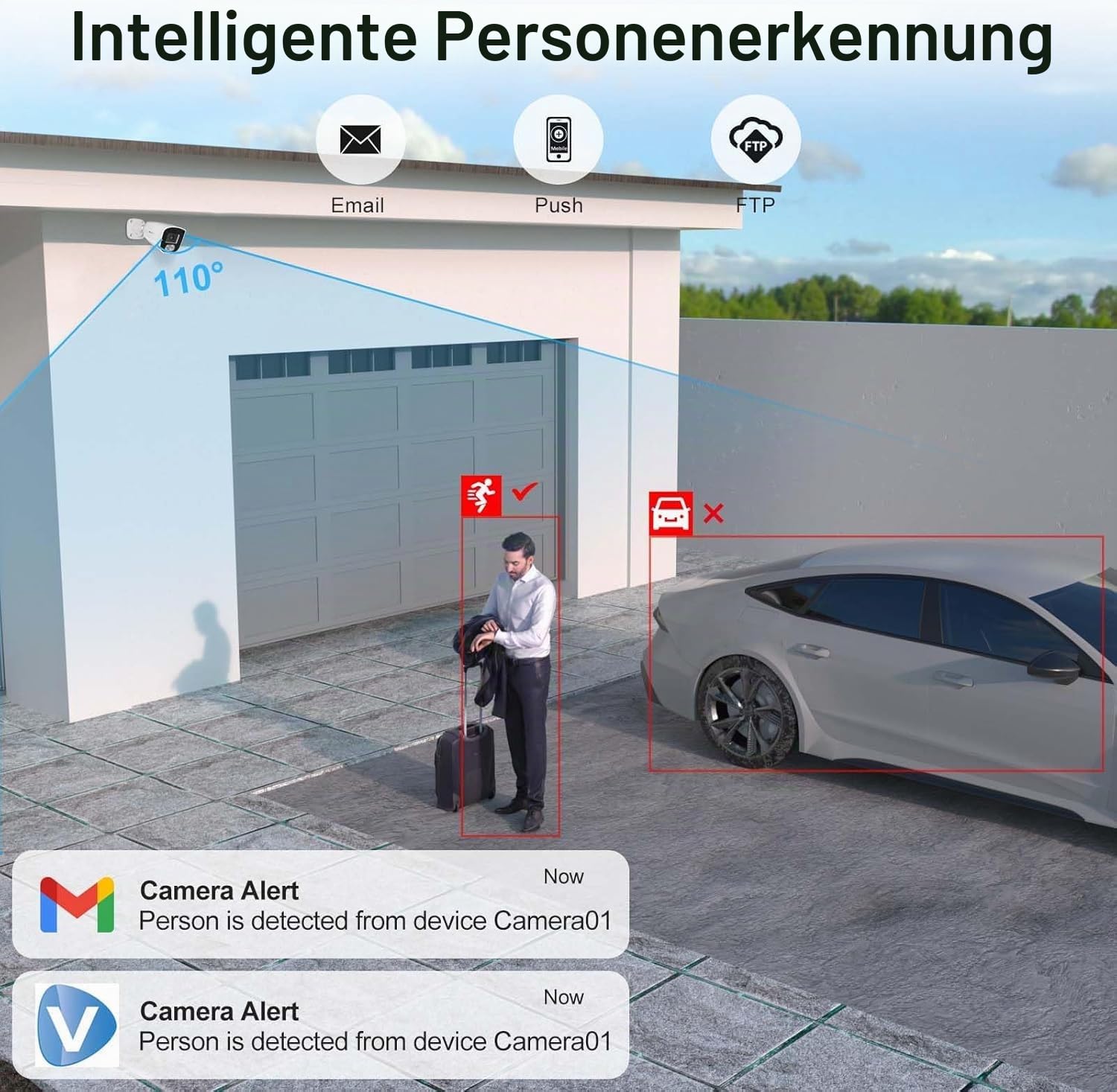 Anpviz 4MP HD PoE IP Kamera Outdoor, Bullet Überwachungskamera Aussen | Intelligente Personen Erkennung, Smart Farbig Nachtsicht, Mikrofon, Ganzmetall, Verdrahtet, Kein Netzteil, IP66(U Series)