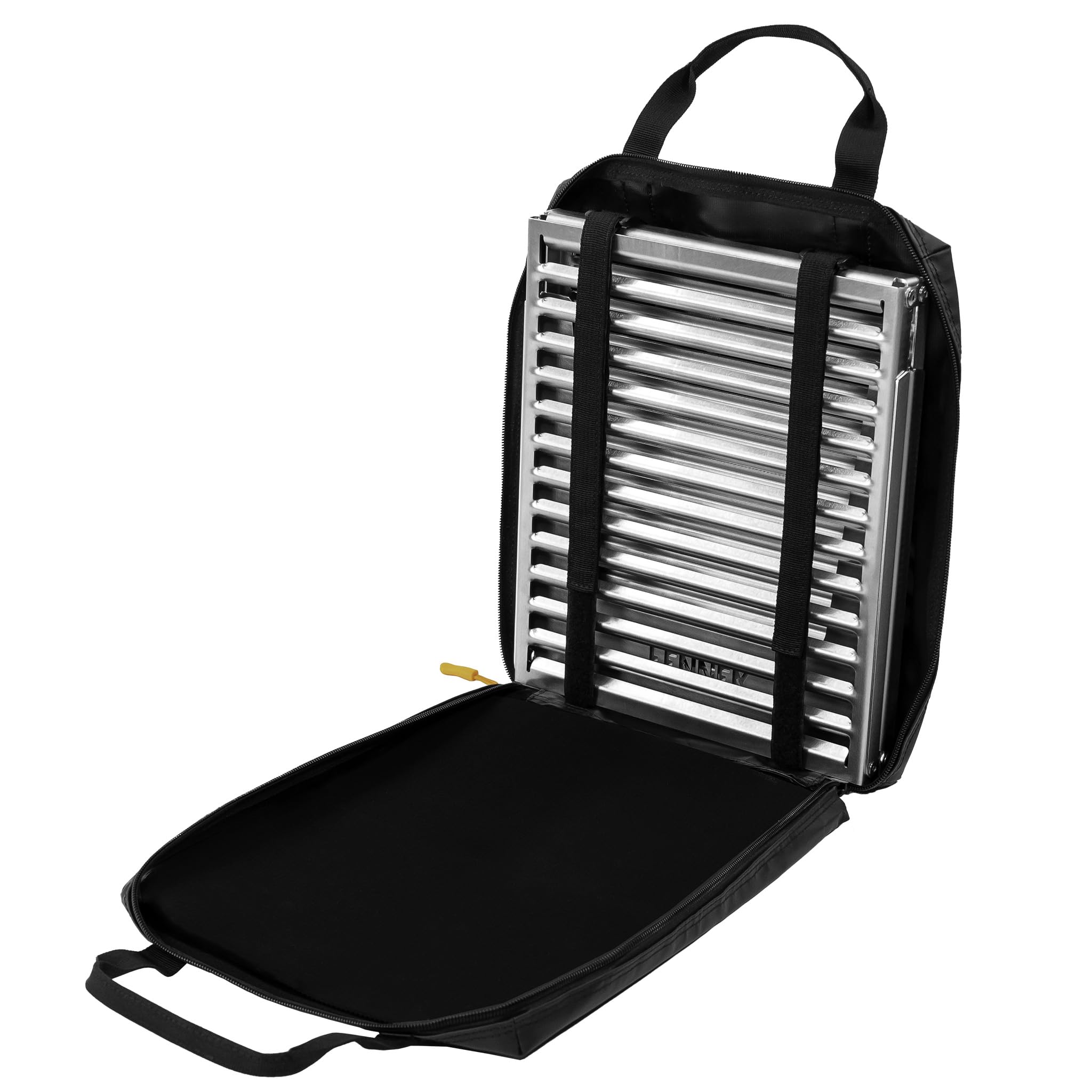 FENNEK Klapprost XL con custodia, griglia mobile, versione extra stabile 56x24 cm, acciaio inox, resistente alle temperature | Made in Germany