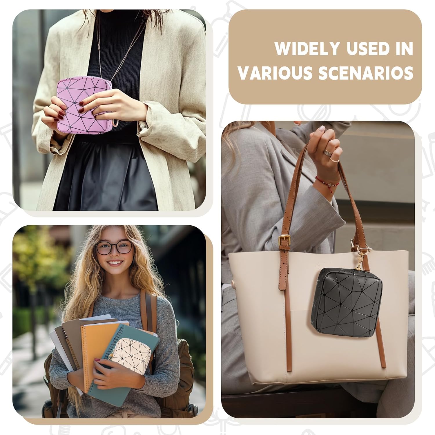 Period Bag for Teen Girls, PU Leather Sanitary Napkin Storage Bag, Menstrual Pad Bag Tampon Holder for Purse (Purple)