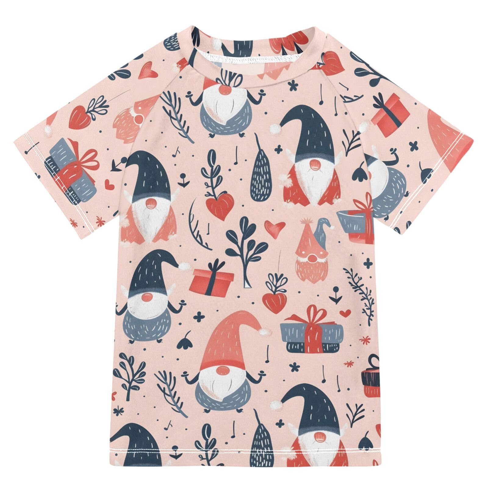 Boys Rash Guard Short Sleeve Swim Shirts for Boys Gnomes and Gifts Sun Protection 7-8T
