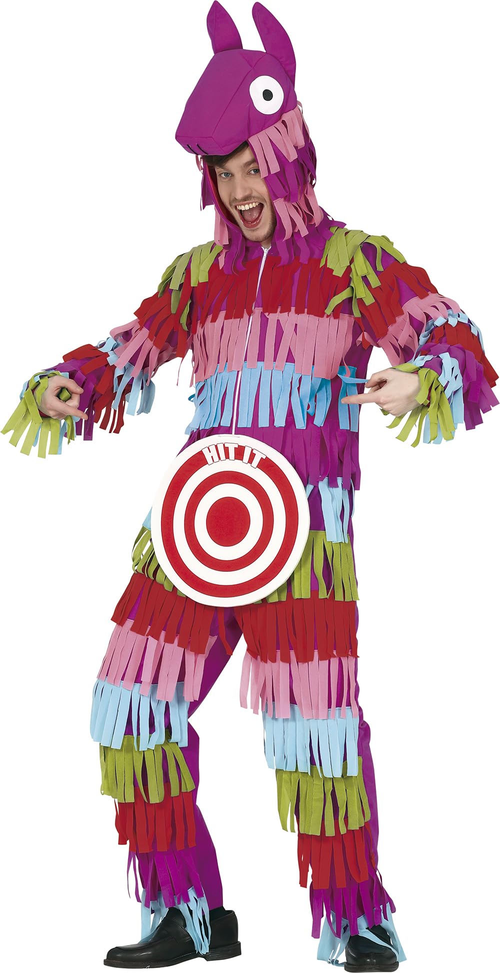 FIESTAS GUIRCA Funny Piñata Mens Fancy Dress Costume with Dartboard - Llama Bachelor Party Stag Do Fancy Dress Men Size M 38-40
