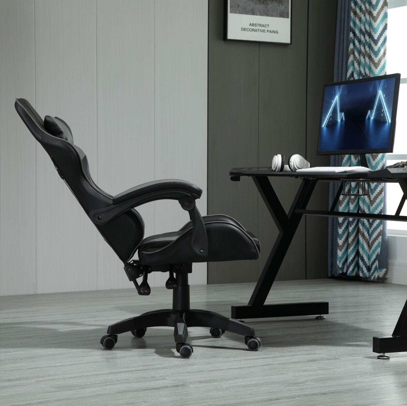 mcc direct Bürostuhl Ergonomisch, Schreibtischstuhl, Drehstuhl, Gaming Sessel, Gamingstuhl (Grau)