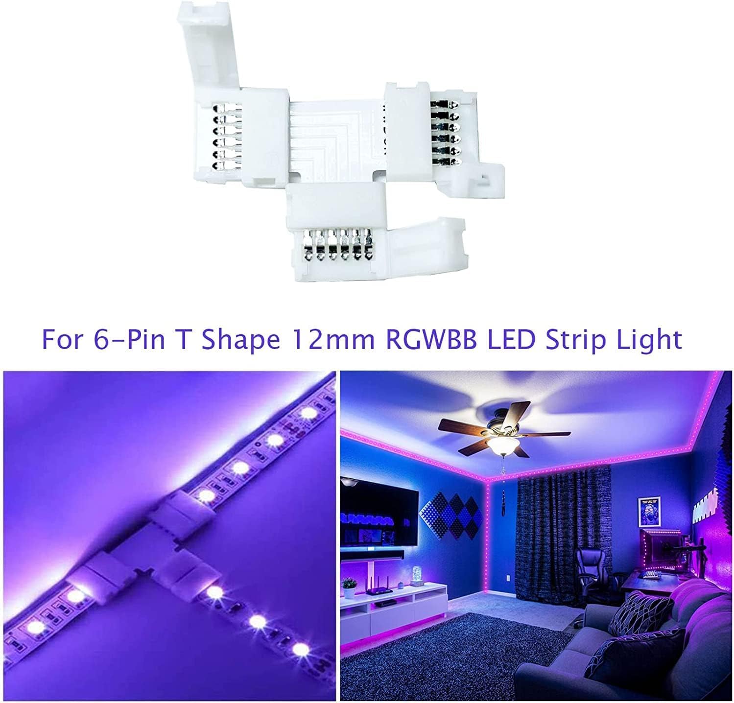 Conectores T LED RGBWW 6 Pines - Sin Soldadura Para Tiras 5050 12mm Ancho