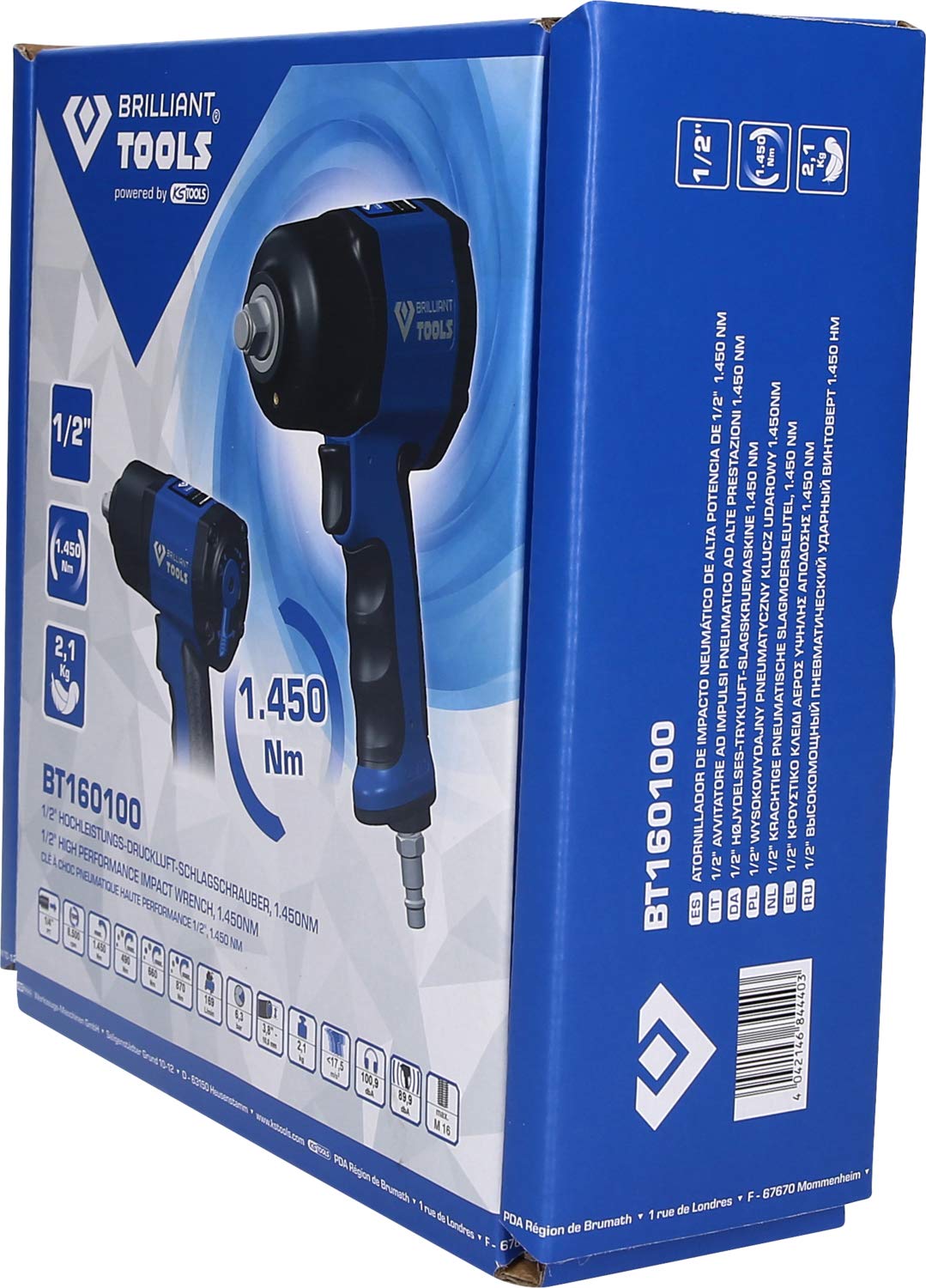 BRILLIANT TOOLS BT160100 1/2" Pneumatyczny klucz udarowy, 1.450 Nm [Powered by KS TOOLS]