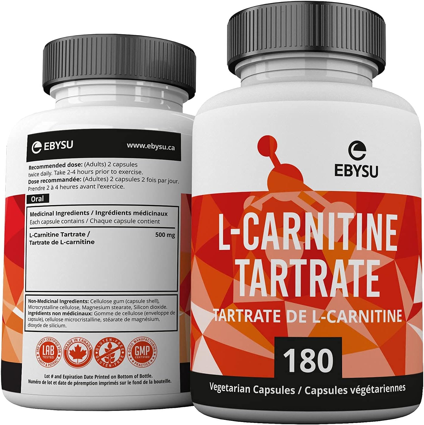 EBYSU L-Carnitine Tartrate - 180 Capsules 1000mg Max Strength Pure L Carnitine Supplement : Health & Household