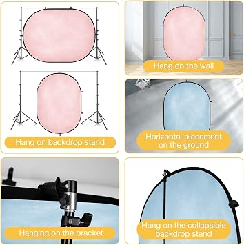 Kate 5x6.5ft(1.5x2m) Collapsible Backdrop Pink Blue Texture Pop up Backgrounds Collapsible Photography Photoshoot Prop