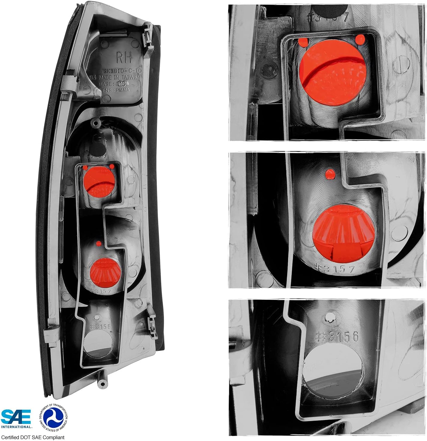 AKKON - For C/K 10 Sierra Jimmy Blazer Suburban Yukon Tahoe Escalade Denali Smoke Tail Light Signal Brake Lamps