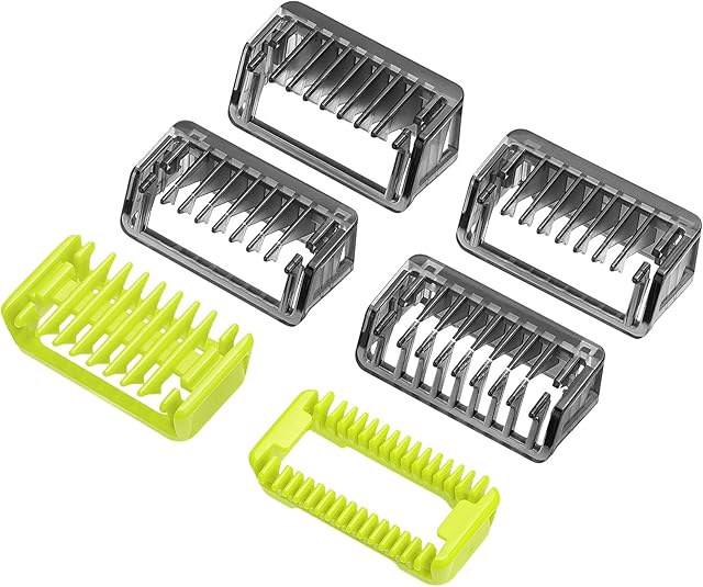 Guide Comb Attachments for Philips One Blade & OneBlade Pro QP2520 QP2530 QP2620 QP2630 QP6510 QP6520 Body Skin Face Hair Clippers Beard Trimmer Replacemen Kit Guards (6pc)