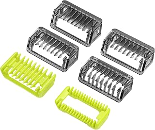 Guide Comb Attachments for Philips One Blade & OneBlade Pro QP2520 QP2530 QP2620 QP2630 QP6510 QP6520 Body Skin Face Hair Clippers Beard Trimmer Replacemen Kit Guards (6pc)