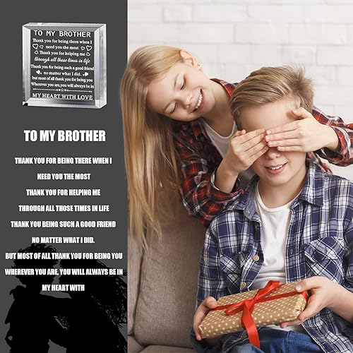 Miniatura 4 de Yulejo Regalo de cumpleaños para hermano de hermana, recuerdo acrílico, pisapapeles, regalos para hermanos, letrero de cristal, placa de condolencia