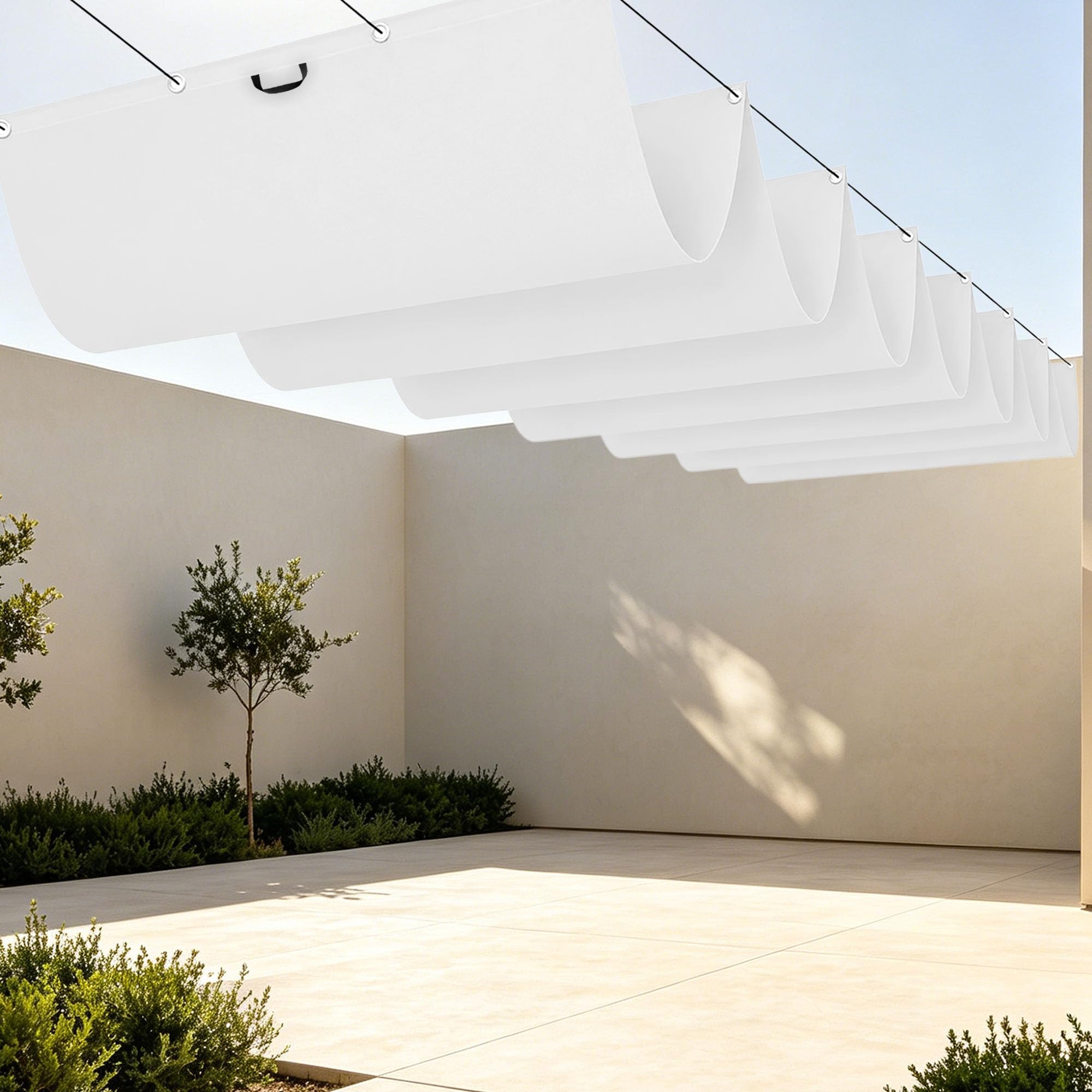 Voile ombrage rectangulaire 250x420 blanche contre pluie et soleil