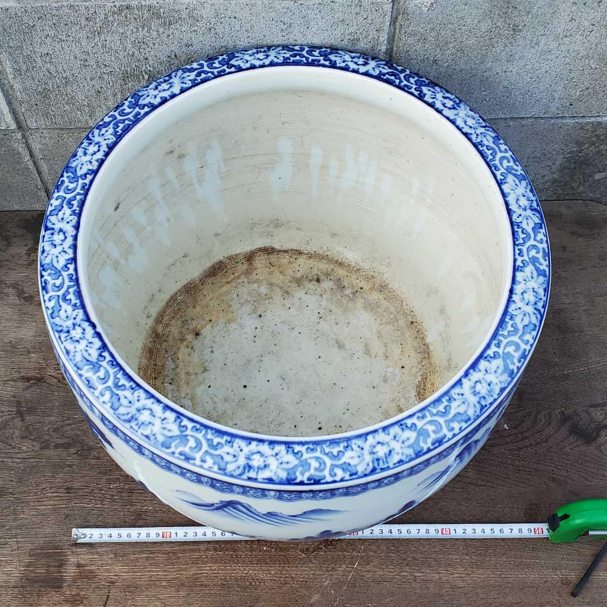 骨董 大型 火鉢 伊万里 染め付け 丸紋 睡蓮鉢 金魚 メダカ 鉢カバー Amazon.co.jp: 直径46cm陶磁器伊万里有田焼染付け山水紋火鉢検索