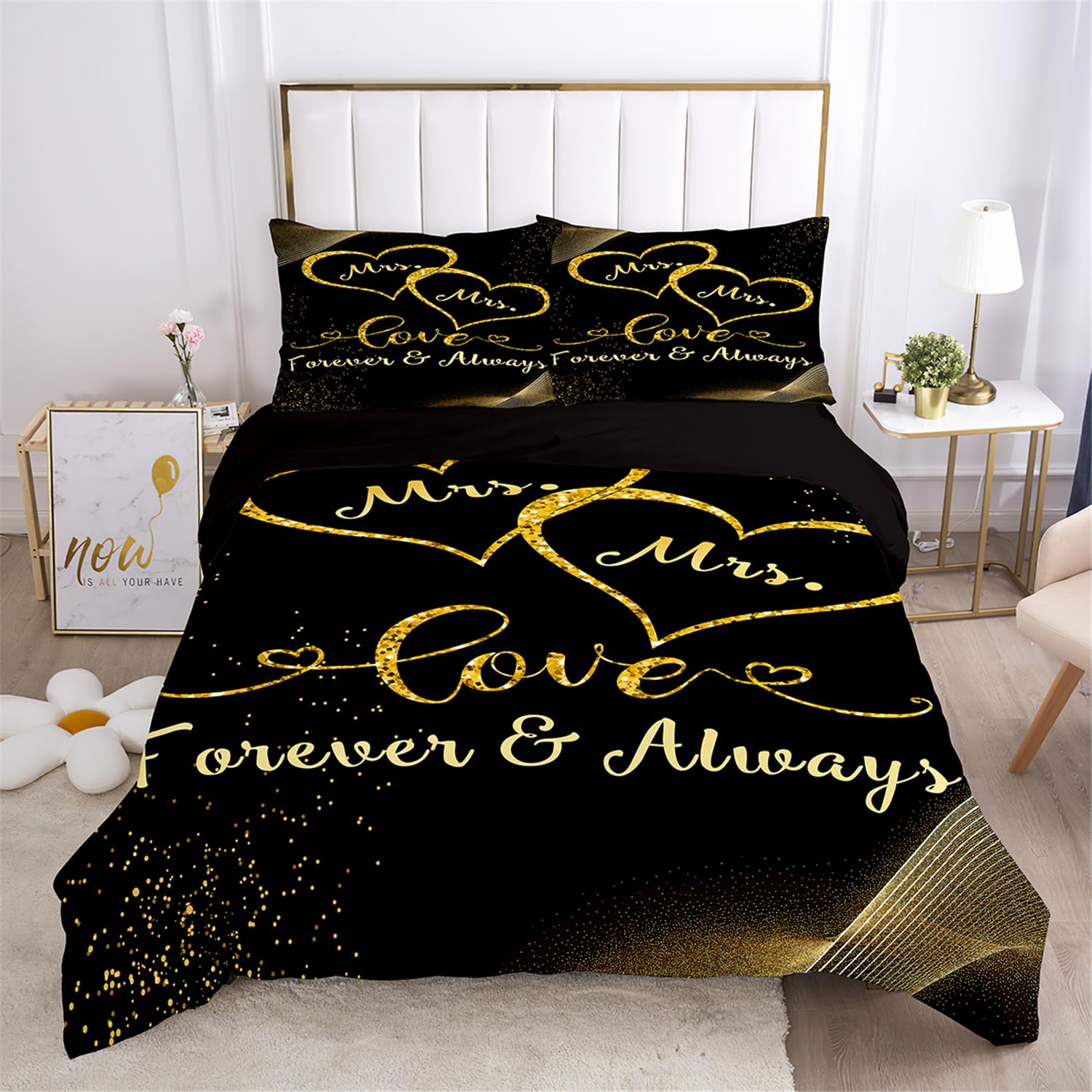 Housse de couette 220x240 imprimé 3D microfibre avec 2 taies d'oreiller 50x75