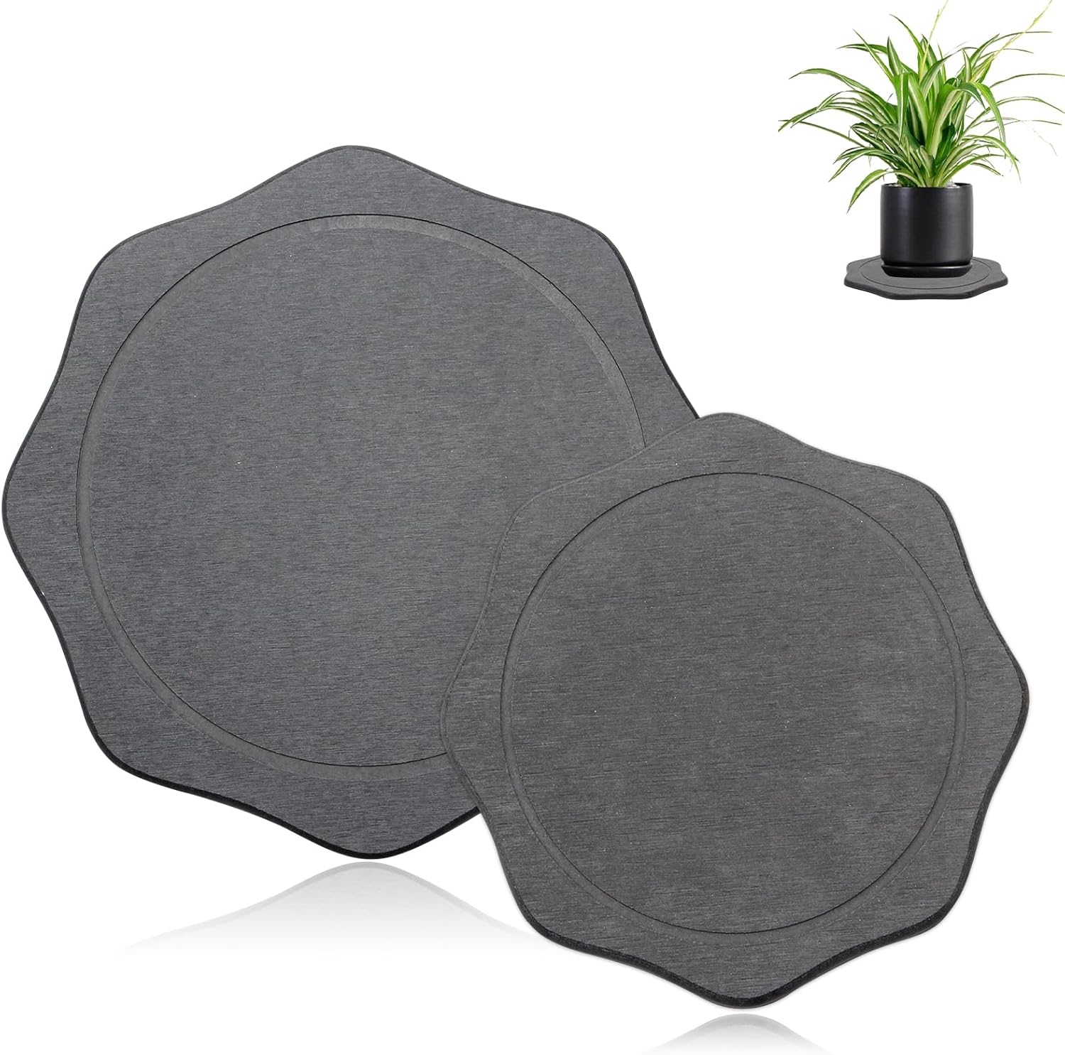 Plant Saucers Instant Dry Diatomaceous Earth Stone Plant Trays Absorbent Durable Flower Pot Saucers for Indoor & Outdoor Use, Keep Floors and Counters Clean and Dry(Large & Small,Octagon)
