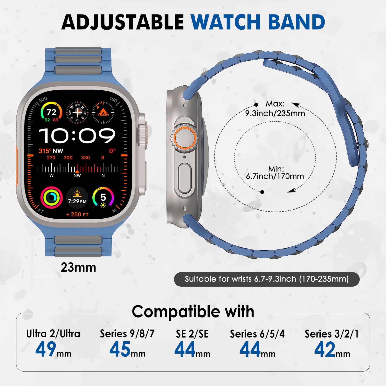 MoKo Cinturino Compatibile con Apple Watch Ultra 2 49mm 46mm 45mm 44mm 42mm per Uomo Donna, Cinturino di Ricambio Sportivi in Silicone per iWatch Apple Watch Serie 10 9 8 7 6 5 SE Ultra 2