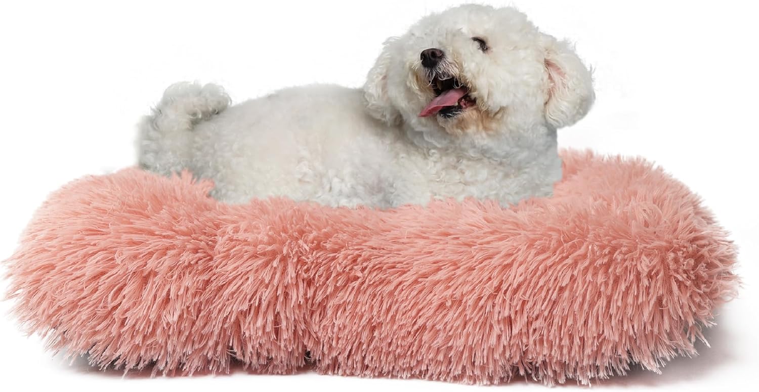 Pink 24-Inch Washable Dog Bed for Small Pets | Plush Travel Mat Pink 24-Inch Washable Dog Bed for Small Pets | Plush Travel Mat