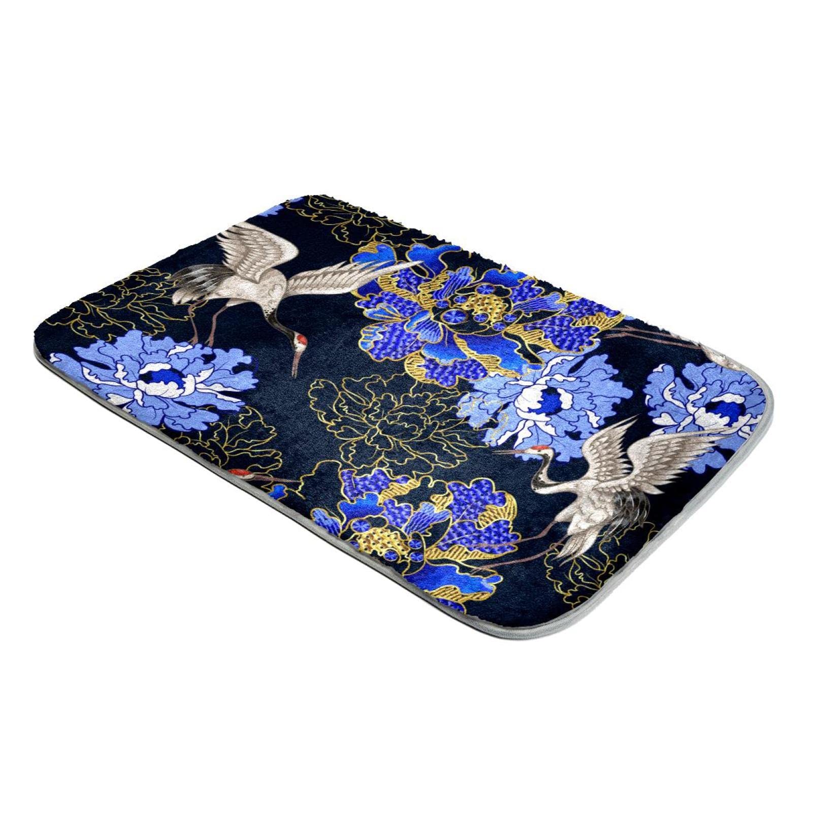 Tapis poils longs grue chrysanthème pour un salon rétro chaleureux