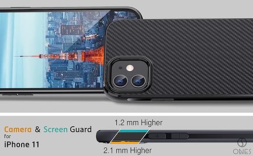 Miniatura 2 de ONES Funda ultrafina para iPhone 11  Textura de fibra de carbono Prevención de huellas dactilares Protección de cámara y pantalla Absorción de