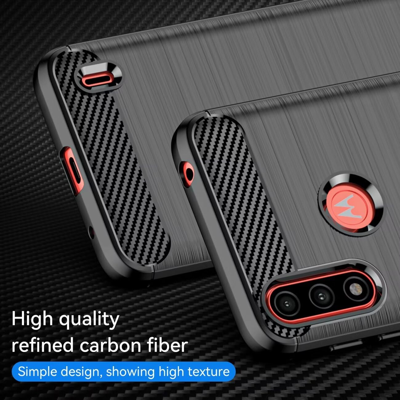 SCL Custodia per Motorola G22/E32/E32S [Nera], Effetto Fibra di Carbonio, Copertura Protettiva Antigraffio e Anti Collisione Compatibile con Motorola