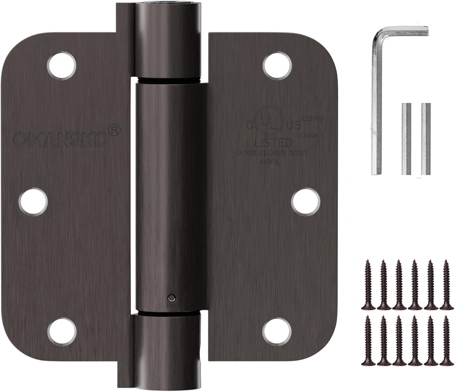 2 Pack Self Closing Door Hinges 3.5 inch Oil Rubbed Bronze Door Hinges Spring Loaded Auto Close Hinges 5/8'' Radius Corners Adjustable Tension for Interior Door 3 1/2 Auto Self-Closing Hinge