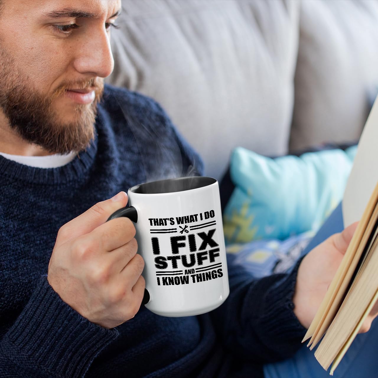 Veracco That's What I Do I Fix Stuff And I Know Things Mug Gifts For echanic Father Handyman Gift Funny Birthday Gifts for Men Birthday Gifts For Dad Men Husband Grandpa Friends Coworker Uncle - Image 3