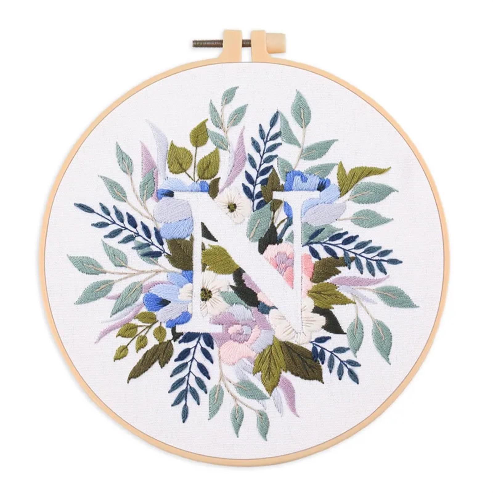 LKLNKVL embroidery, Embroidery Kit， For Beginner And Adults Starter Kit(Color N,With 20cm hoop)