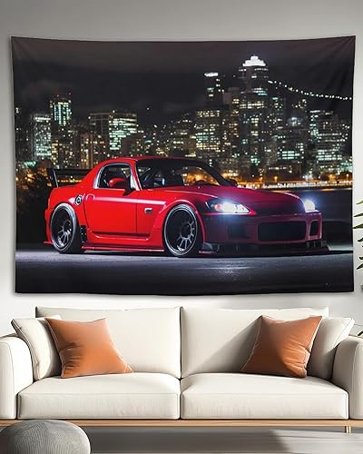 Miniatura 32 de QEOPGNE Tapiz grande para colgar en la pared, diseño de puente de puerta dorada, grandes olas, japonés, retro, Jdm, auto, R34, tapiz para