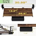 ETHU Plateau de clavier, 26.77" X 11.81" Plateau de clavier de grande taille sous le bureau avec montage à pince C Facile à installer, support de clavier d'ordinateur, plateau de clavier ergonomique pour la maison et bureau Walnut
