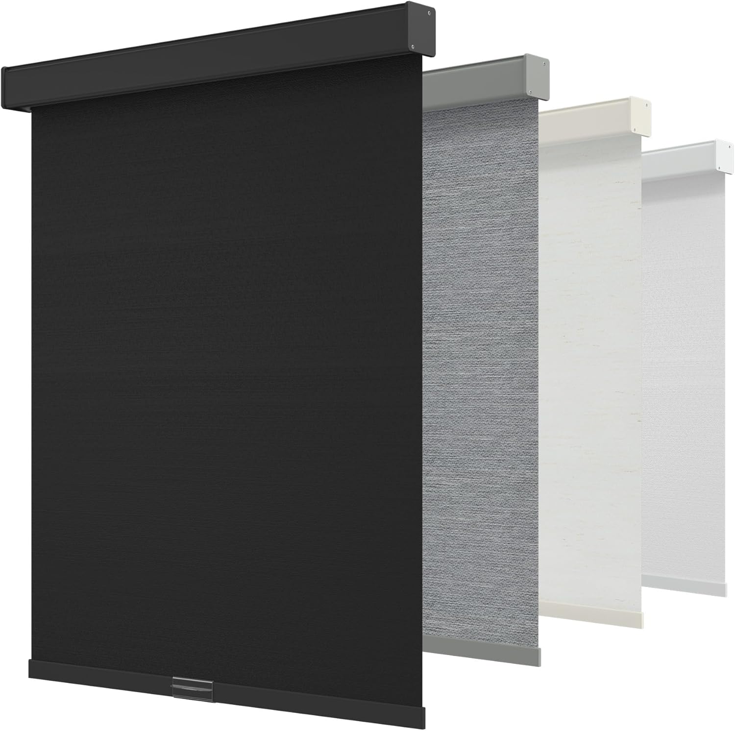 GENIMO 100% Blackout Roller Window Shades, Window Blinds Cordless with Thermal Insulated, UV Protection Fabric, Mini French Door Blinds for Home, Bedroom, Office, Black, 58" W X 72" H
