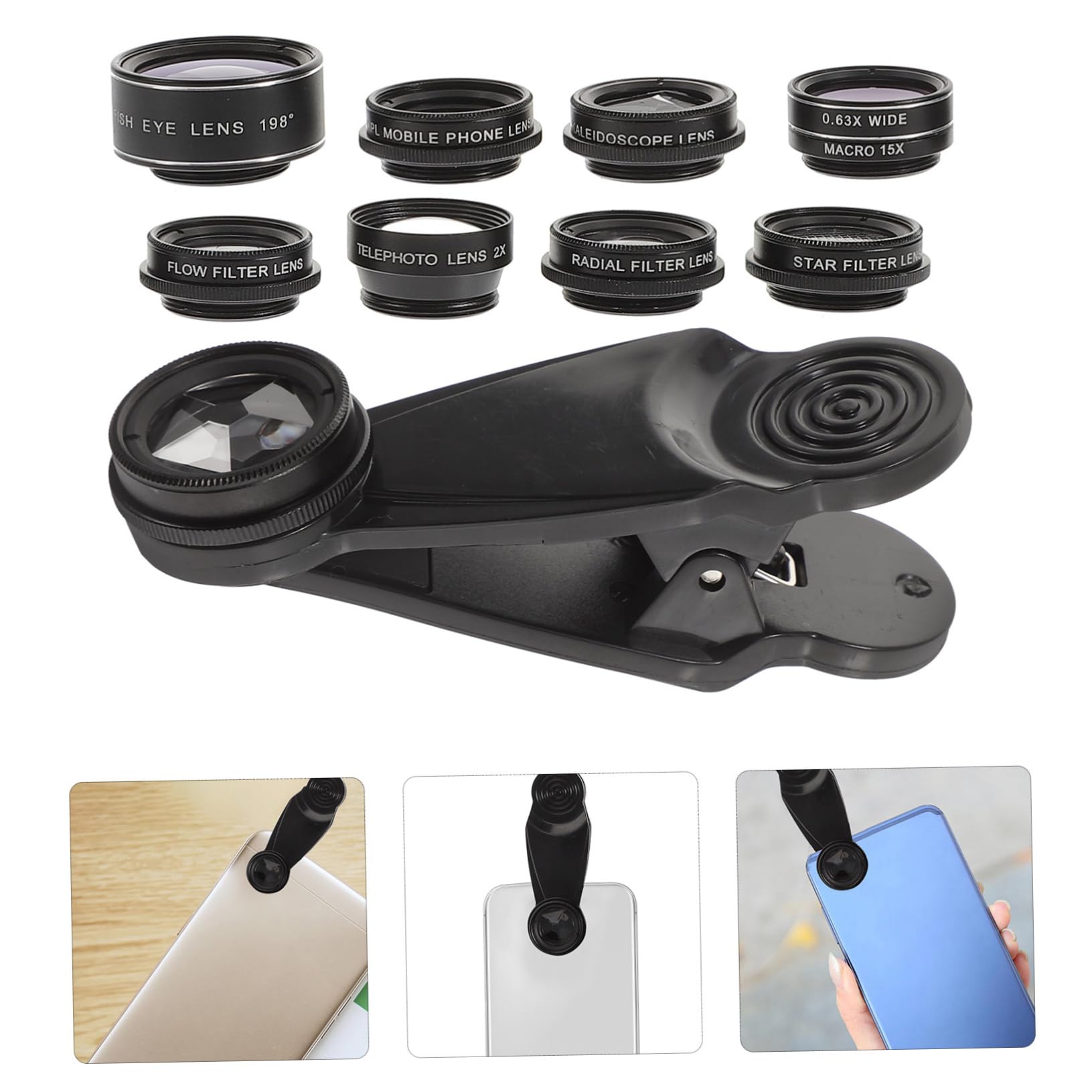 NUOBESTY Per Fotocamera Del Telefono Kit Grandangolare e Fisheye Adatto Per Macro e Teleobiettivo Include Cpl Per Scatti Professionali