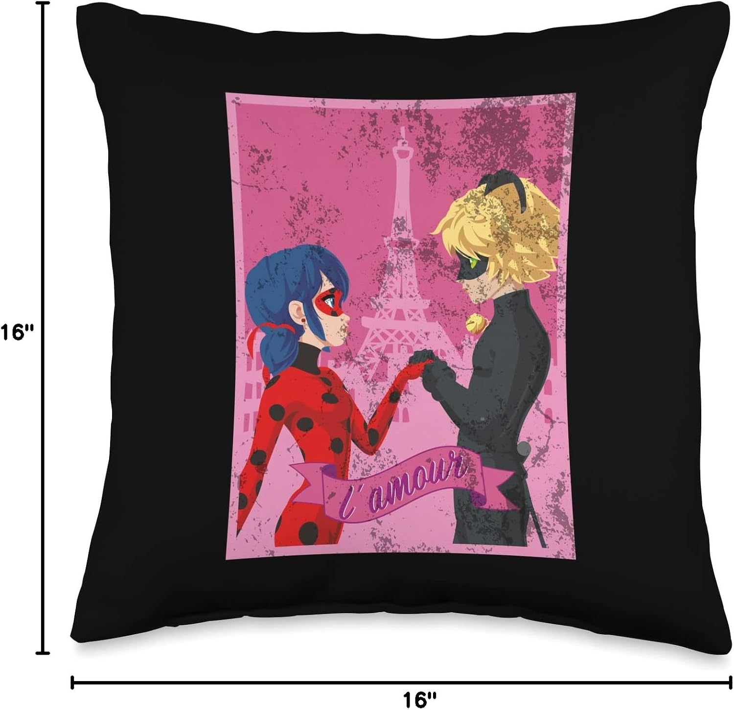 Miraculous Ladybug Vintage Collection Paris Love Throw Pillow