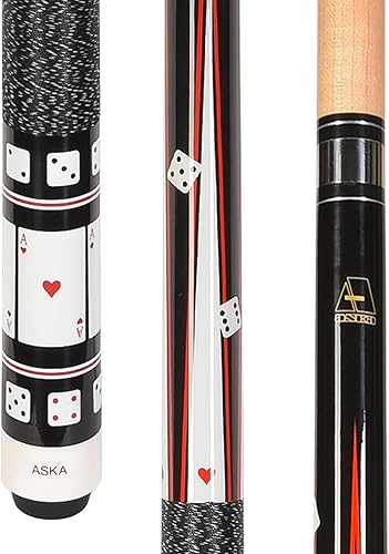 ASKA Tarjetas de póquer y dados de billar taco de billar, 58 pulgadas de arce canadiense Hard Rock, punta dura