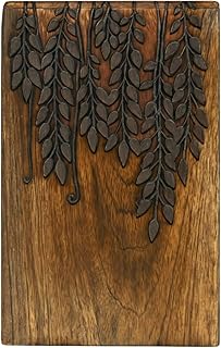 SOULURNS Falling Leaves Wooden Urn for Human Ashes – Large Hand Carved Wood Cremation Box for Adult Male & Female – Decorative Memorial Burial Urns for Home or Cemetery – 200 lbs Capacity