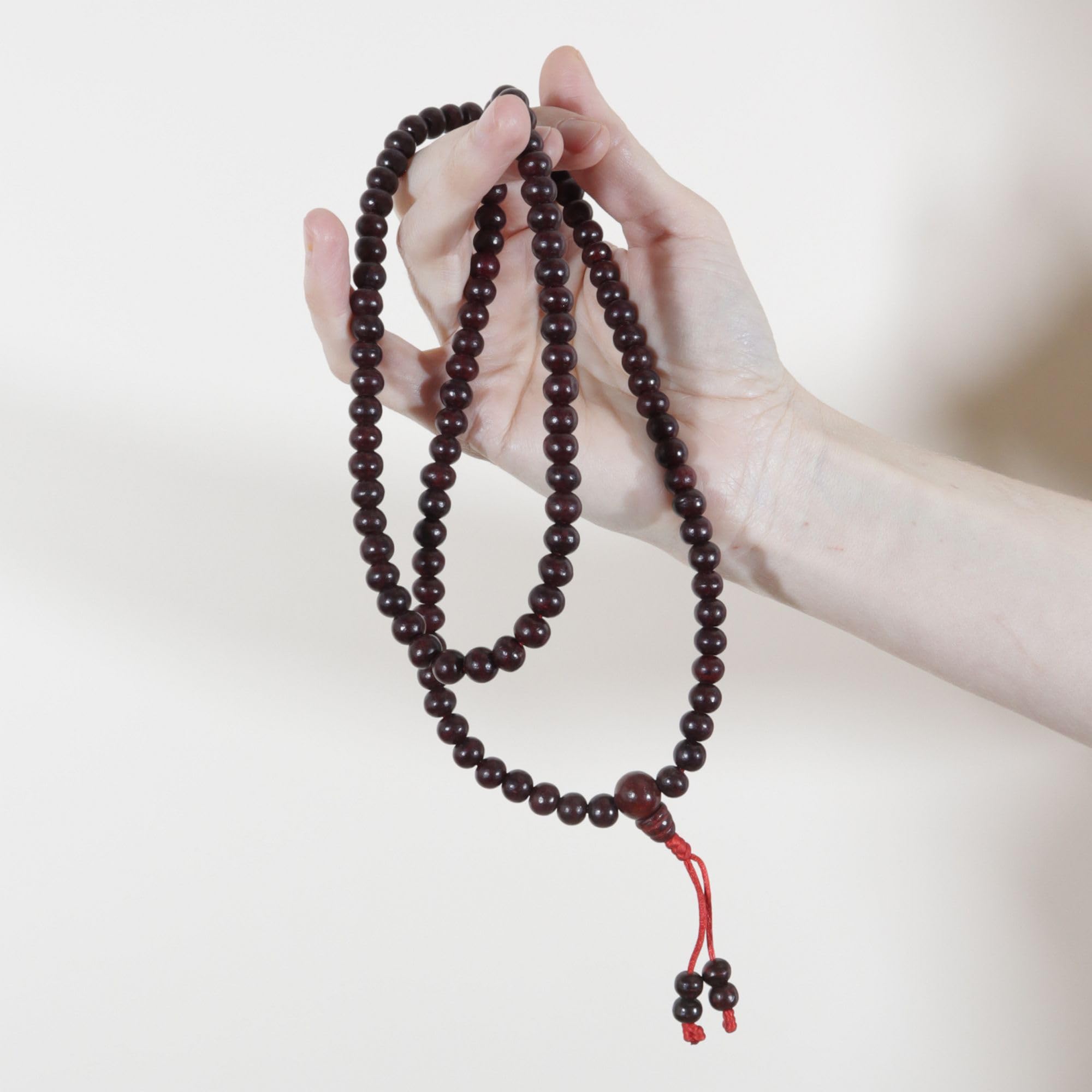 Gebetskette Mala Kette Rosenholz Perlen bordeaux Halskette Meditationskette