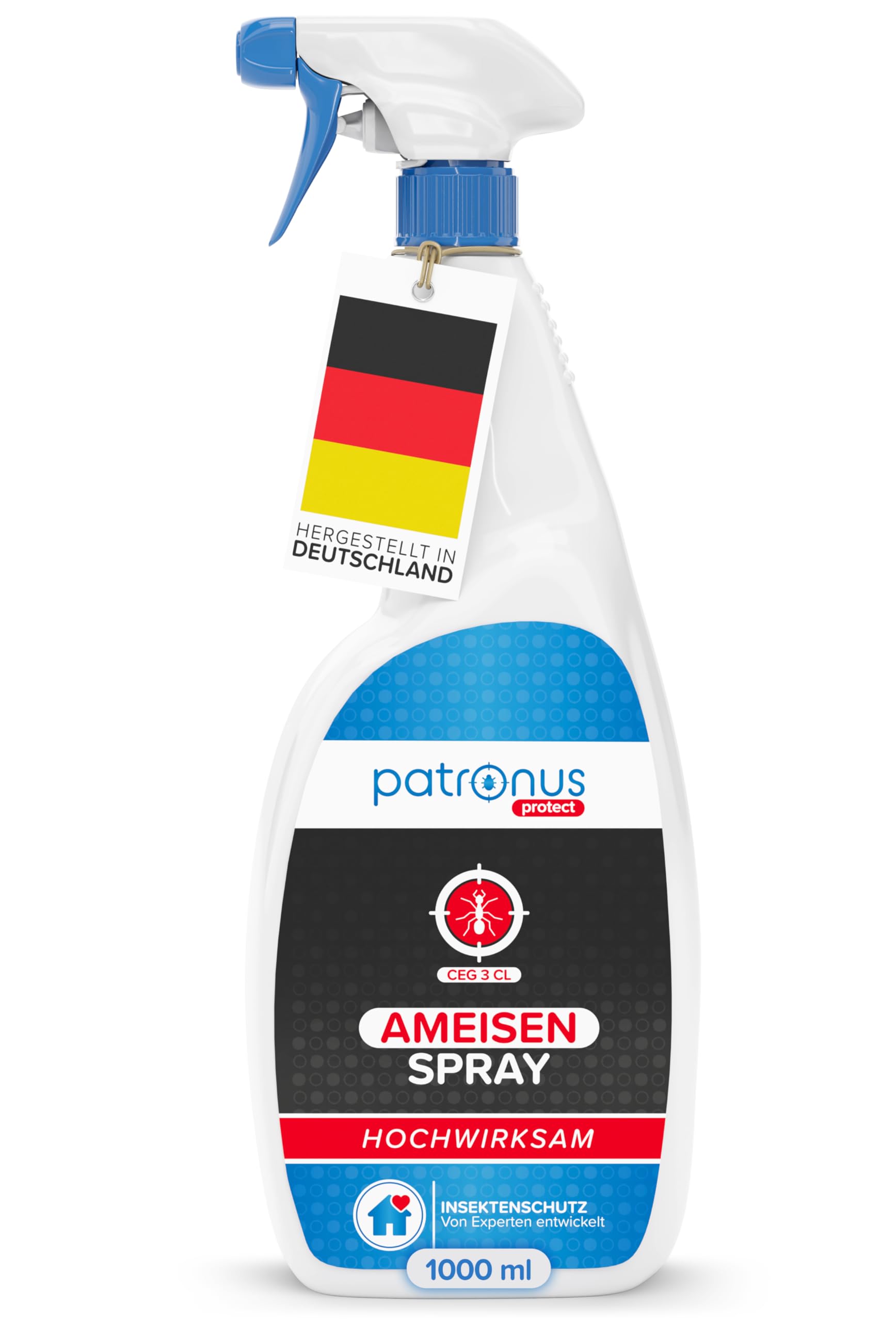 Patronus Ameisen-Spray für drinnen & draußen 1000ml - effektives Ameisenmittel mit Sofortwirkung - zur Abwehr von Ameisen für Haus & Garten - hochwirksam und laborgeprüft
