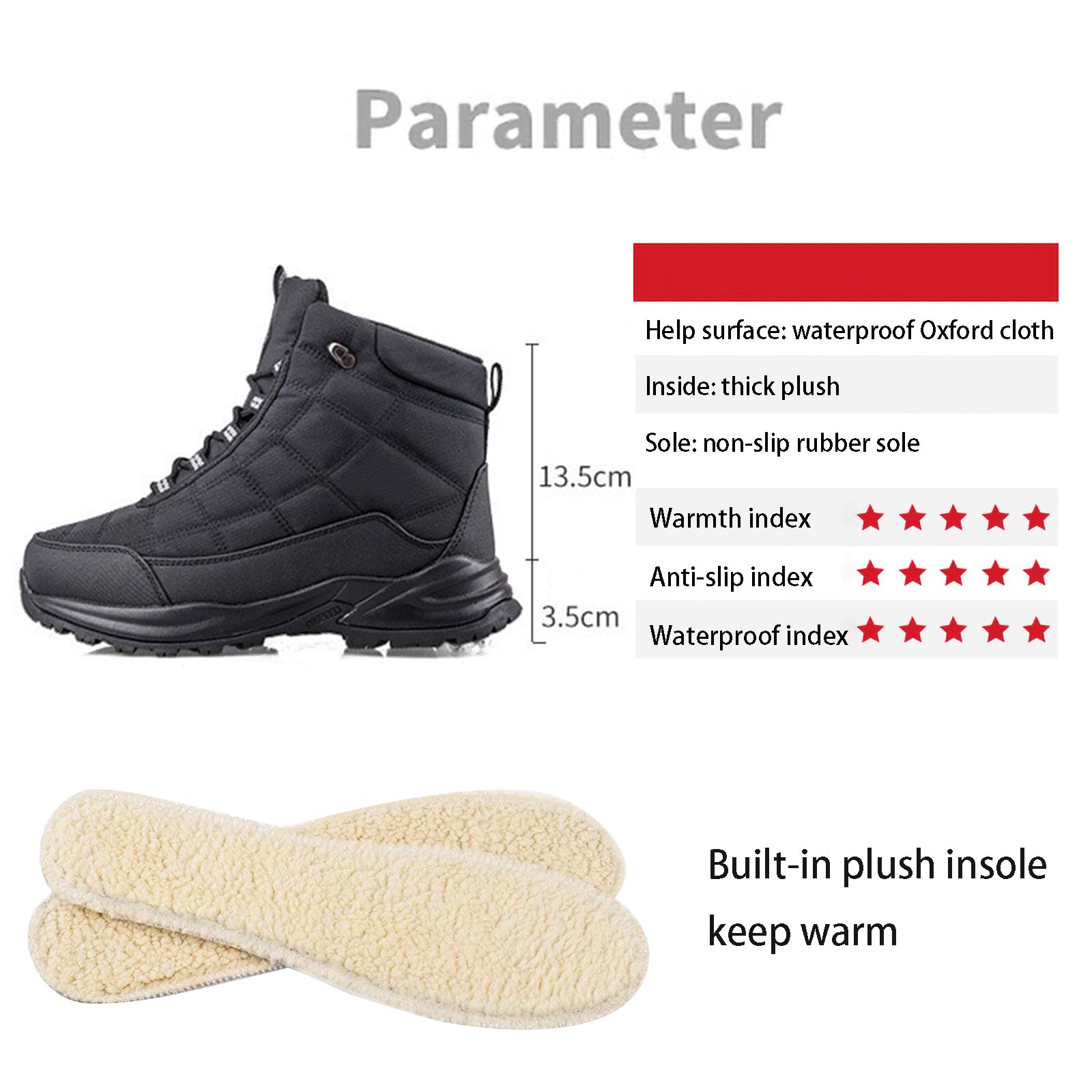 Scarpe da Trekking da Uomo, Scarponi da Neve Caldi, Stivali Invernali da Uomo Donna Impermeabili, Scarpe da Trekking Antiscivolo Scarpe Invernali Foderate a Vita Alta Scarpe da Lavoro
