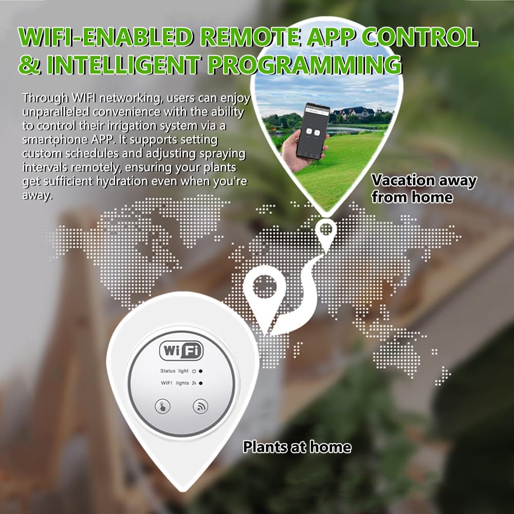 Smart Garden Garden System, kontrola WI FI, cichy opryskiwacz mgły, konfigurowalne dysz, zasilanie USB/bateria, do opieki w roślinach wewnętrznych/zewnętrznych (Zestaw 2 dysz)