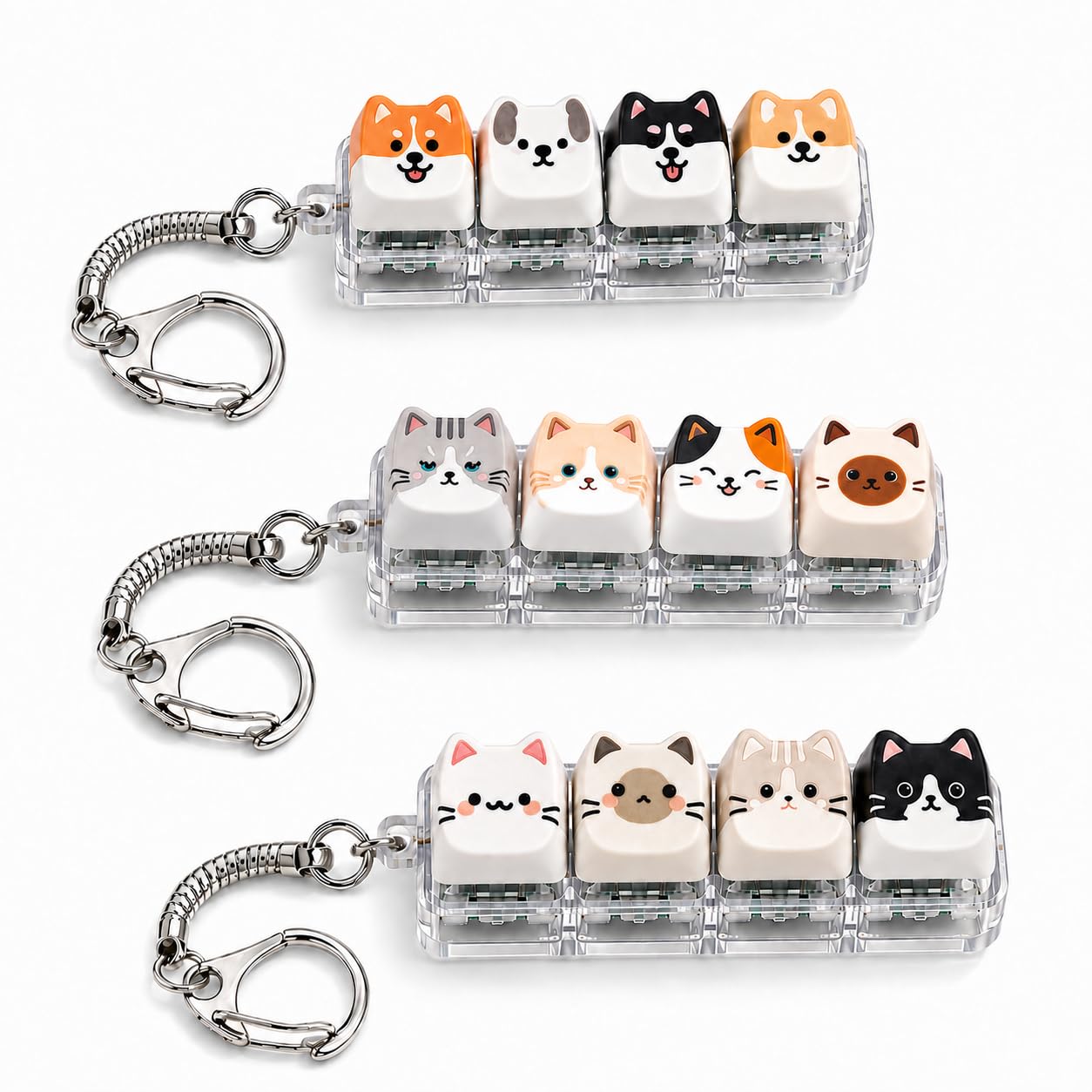 Keyboard Fidget Toy 3-Pack Cat Dog Keycaps
