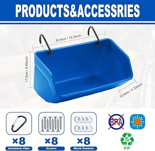 Miniatura 8 de Comedero colgante para cerca, paquete de 2 canales de alimentación con clips para cabra, pato, oveja, caballo, ganso, cerdo, aves, comedero de