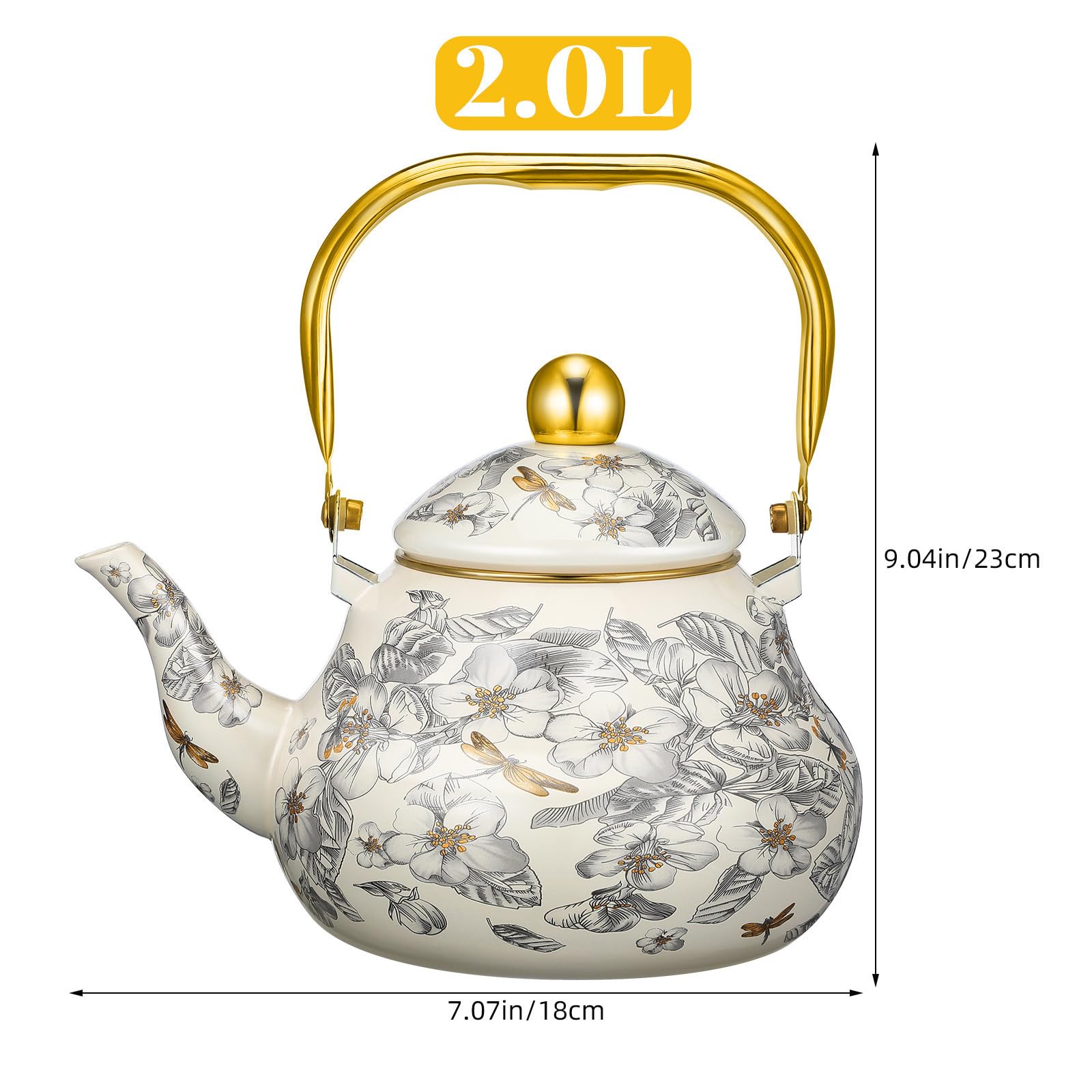 Bollitore Vintage Smaltato da Fornello 2l per Cucina