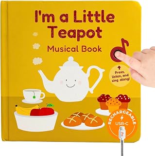 Cali's Books I'm a Little Teapot Interactive Sound Book for Toddlers 1-3 - USB-C Rechargeable Food Songs Musical Toy