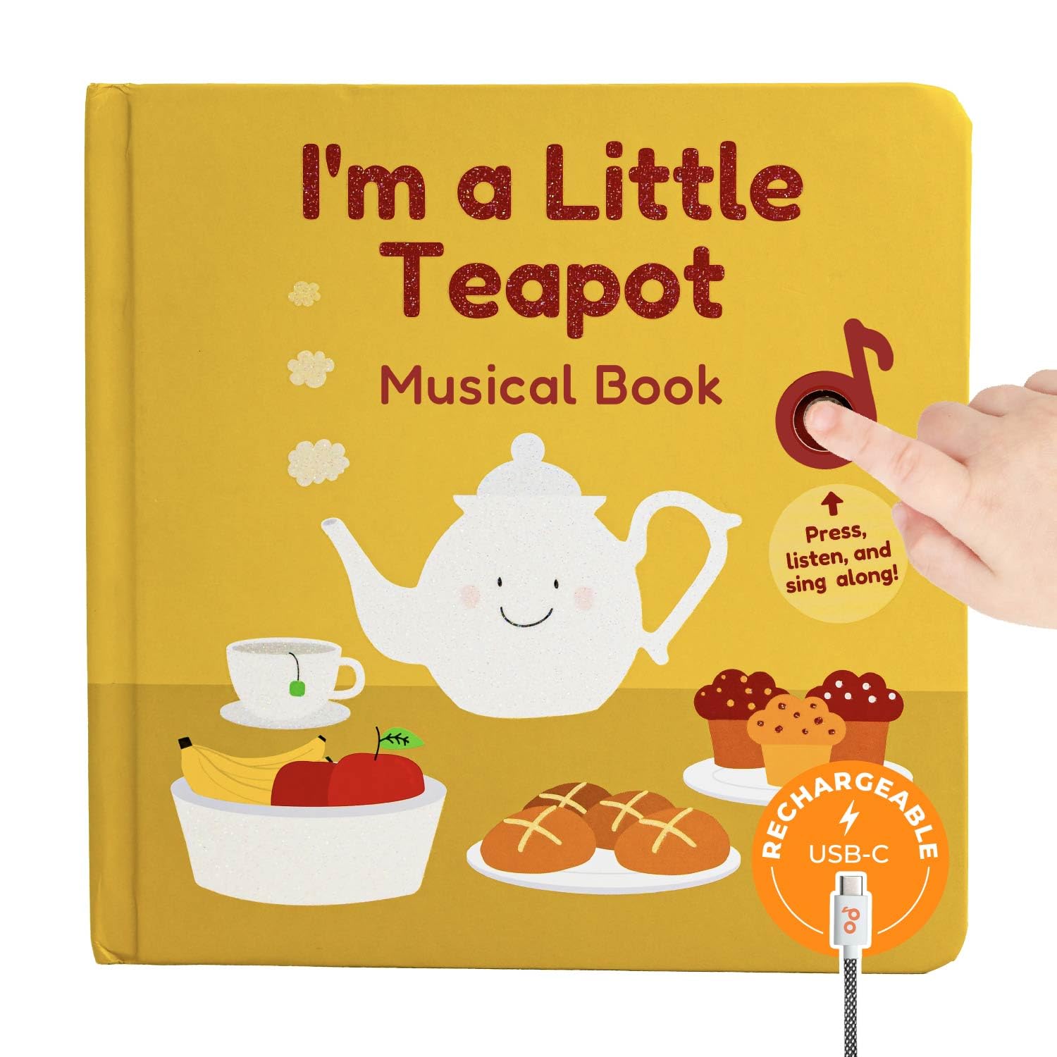 Cali's Books I'm a Little Teapot Music Book for Toddlers 1-3 Years Old - Food Musical Books, Interactive Baby Sound Book, Singing Toy for Children Girls, Learning Song Toys for Toddler Boys