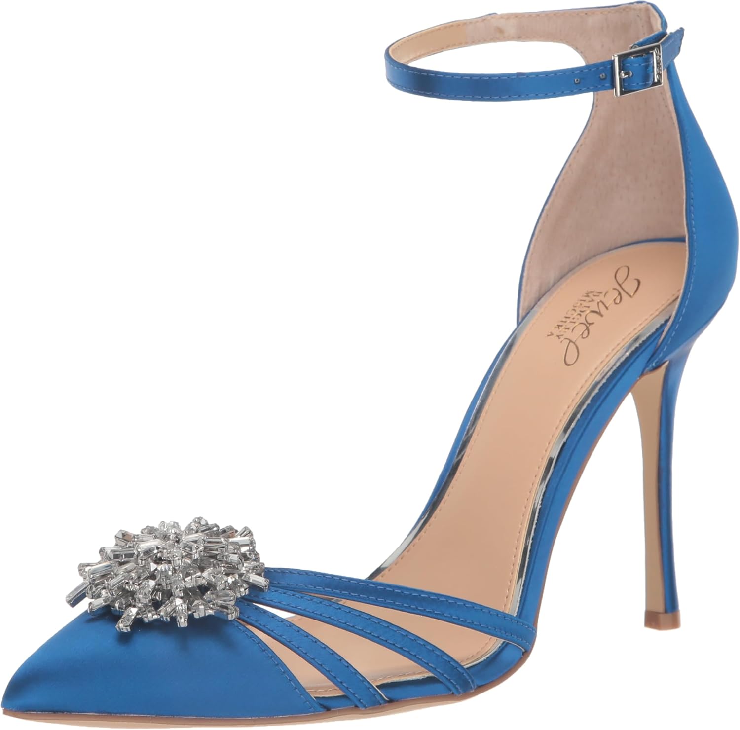 Jewel Badgley Mischka Women's Violette Pump, Blue Satin, 10