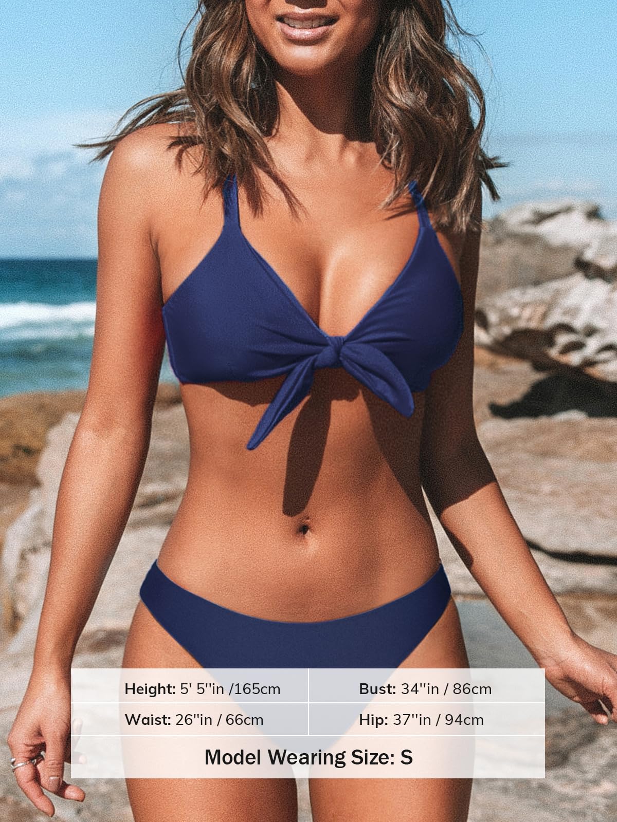 CUPSHE Women's Two Piece Bikini Set Floral Print Knot Bunny Tie