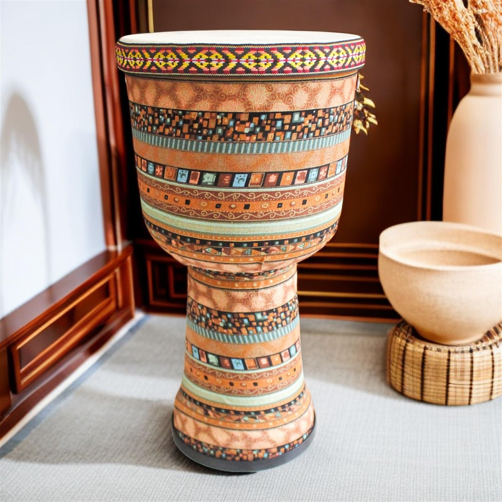 8/9 Pulgadas Yembé para La Escuela Boda Parche de Piel de Cabra Tambor Djembe, Ligero y Portátil Djembe Drum Principiante Tambor Africano(9in A)
