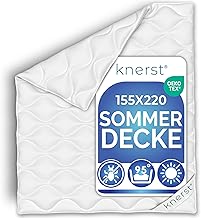 KNERST® Duvet 155 x 220 cm – Summer Duvet 155 x 220 cm – Quilt 155 x 220 cm for Comfortable Sleeping – Very Thin Duvet 155 x 220 cm Summer – Cooling and Washable – Quilt 155 x 220 cm